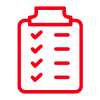 Icon: Red Clipboard with Checkmarks